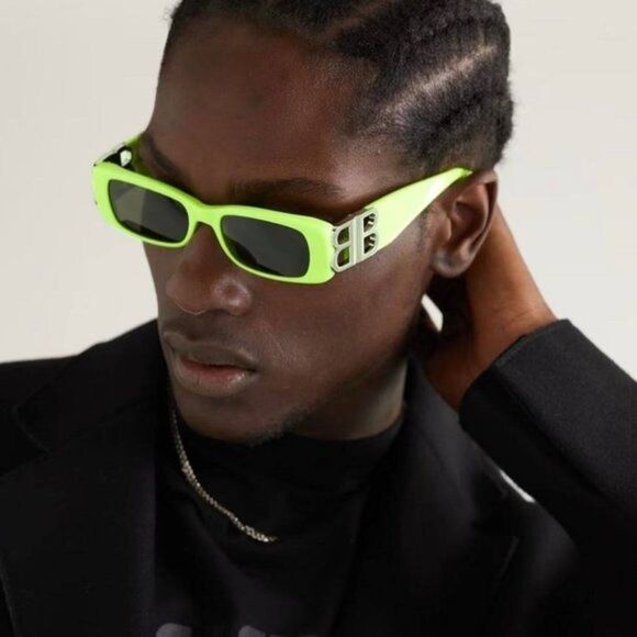 💯 NEWEST BALENCIAGA DYNASTY BB0096S 008 YELLOW SILVER GREY SUNGLASSES - Picture 4 of 10